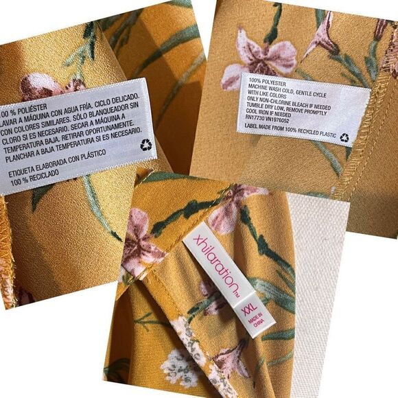 Xhilaration Marigold Yellow & Pink Floral Ruffle Shift Mini Dress Sz XXL 1X - Picture 12 of 13